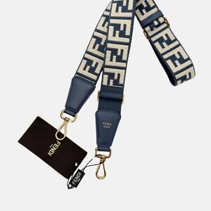 Fendi Navy and Beige Men's Bag Strap